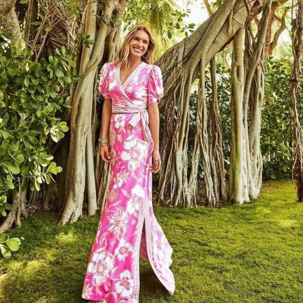 Lilly Pulitzer Sailynn Pink Maxi Skirt - Prosecco Pink Peachy Blooms XS